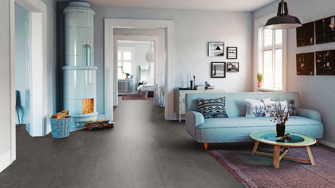 Skaben Vinyl Design Rhino Click 30 Concrete Dark Grey Tile look M4V incl. insulation