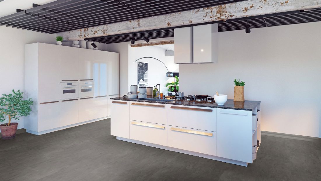 Skaben Vinyl Design Rhino Click 30 Concrete Dark Grey Tile look M4V incl. insulation