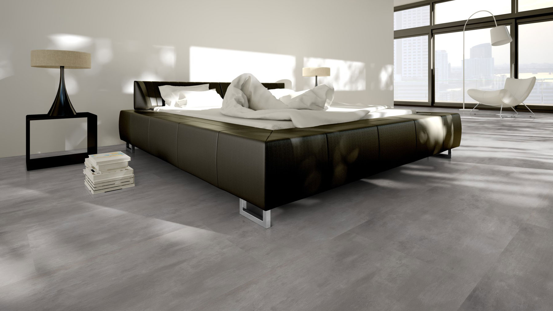 Skaben Design Klick Vinylboden Rhino Click 30 Beton Natürlich Fliesenoptik M4V Trittschalldämmung