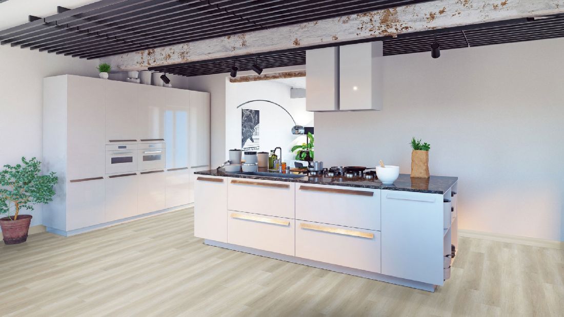 Skaben Design Klick Vinylboden Rhino Click 30 Pure Eiche Natürlich Hell 1-Stab Landhausdiele M4V Trittschalldämmung