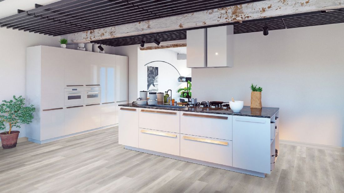 Skaben Design Suelo Vinilo Rhino Click 30 Traditional Oak Greige 1-lama M4V Aislamiento acústico contra impactos