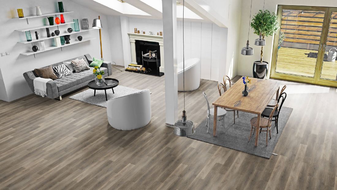 Skaben Design Klick Vinylboden Rhino Click 30 Traditionelle Eiche Natürlich Hell 1-Stab Landhausdiele M4V Trittschalldämmung