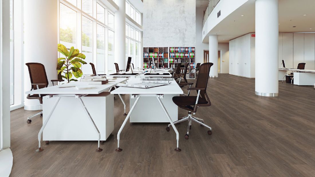 Skaben Vinylboden Design Rhino Click 55 Spanische Eiche Natürlich 1-Stab Landhausdiele 4V Trittschalldämmung