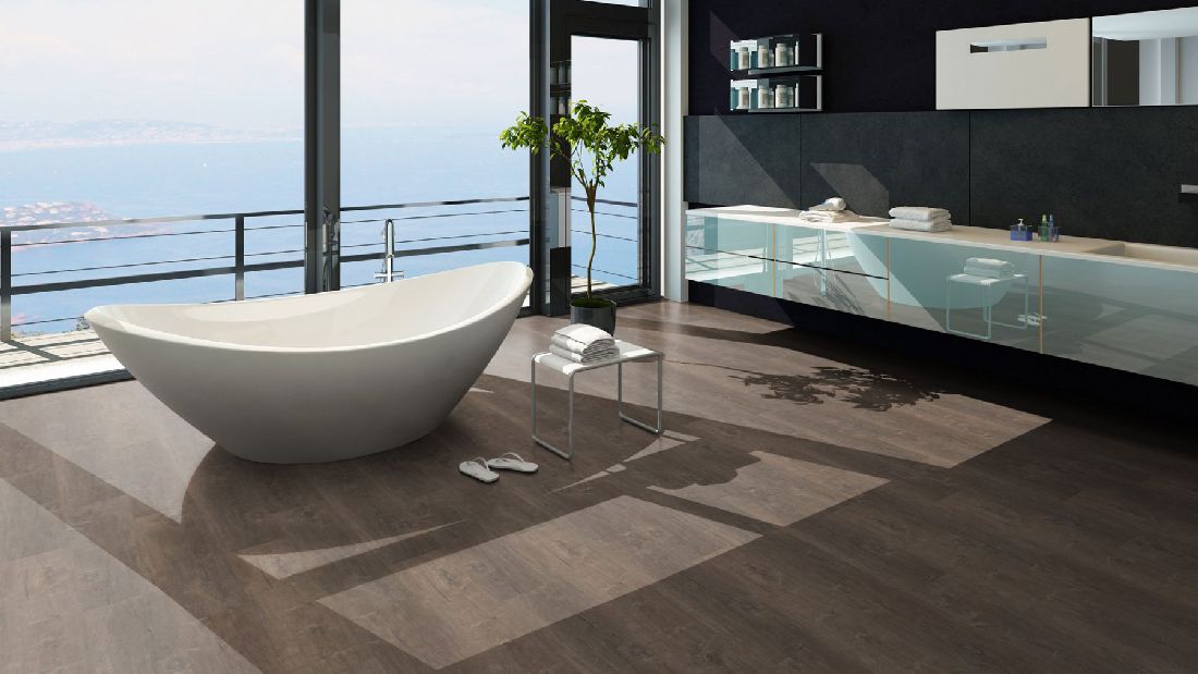 Skaben Vinylboden Design Rhino Click 55 Spanische Eiche Natürlich 1-Stab Landhausdiele 4V Trittschalldämmung