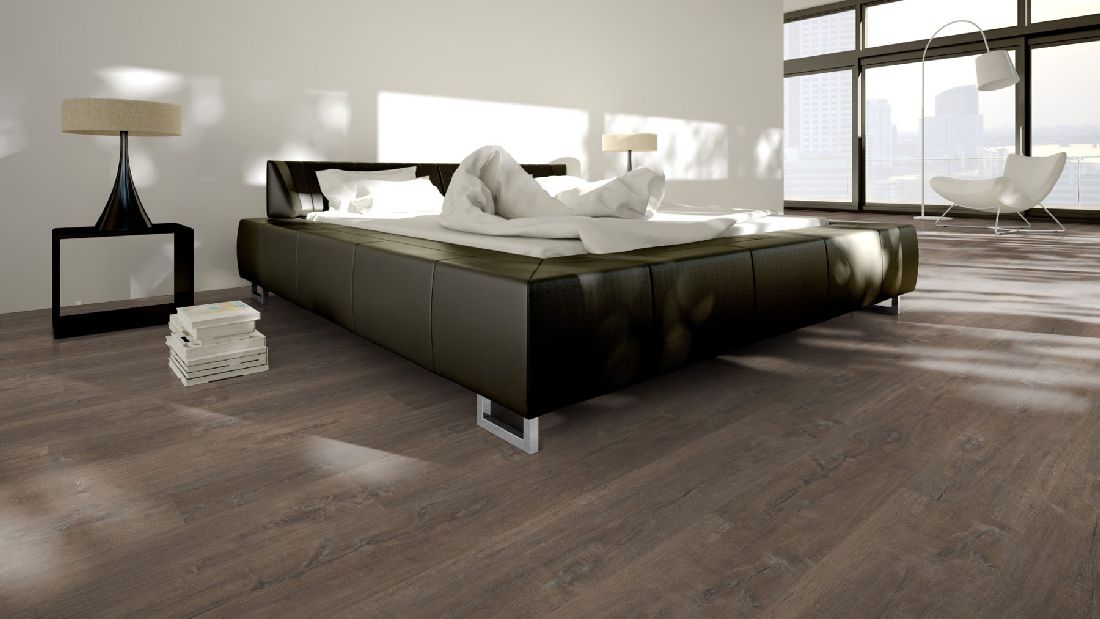 Skaben Vinylboden Design Rhino Click 55 Spanische Eiche Natürlich 1-Stab Landhausdiele 4V Trittschalldämmung