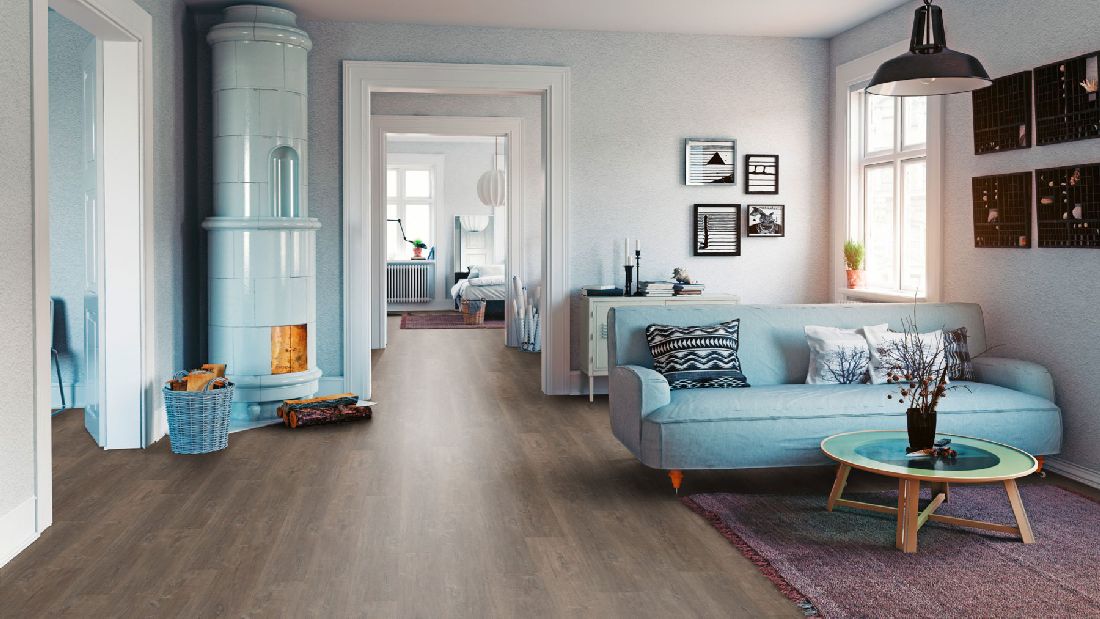 Skaben Vinylboden Design Rhino Click 55 Spanische Eiche Natürlich 1-Stab Landhausdiele 4V Trittschalldämmung