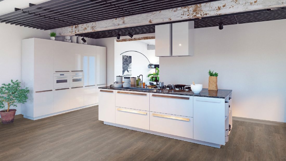 Skaben Vinylboden Design Rhino Click 55 Spanische Eiche Natürlich 1-Stab Landhausdiele 4V Trittschalldämmung