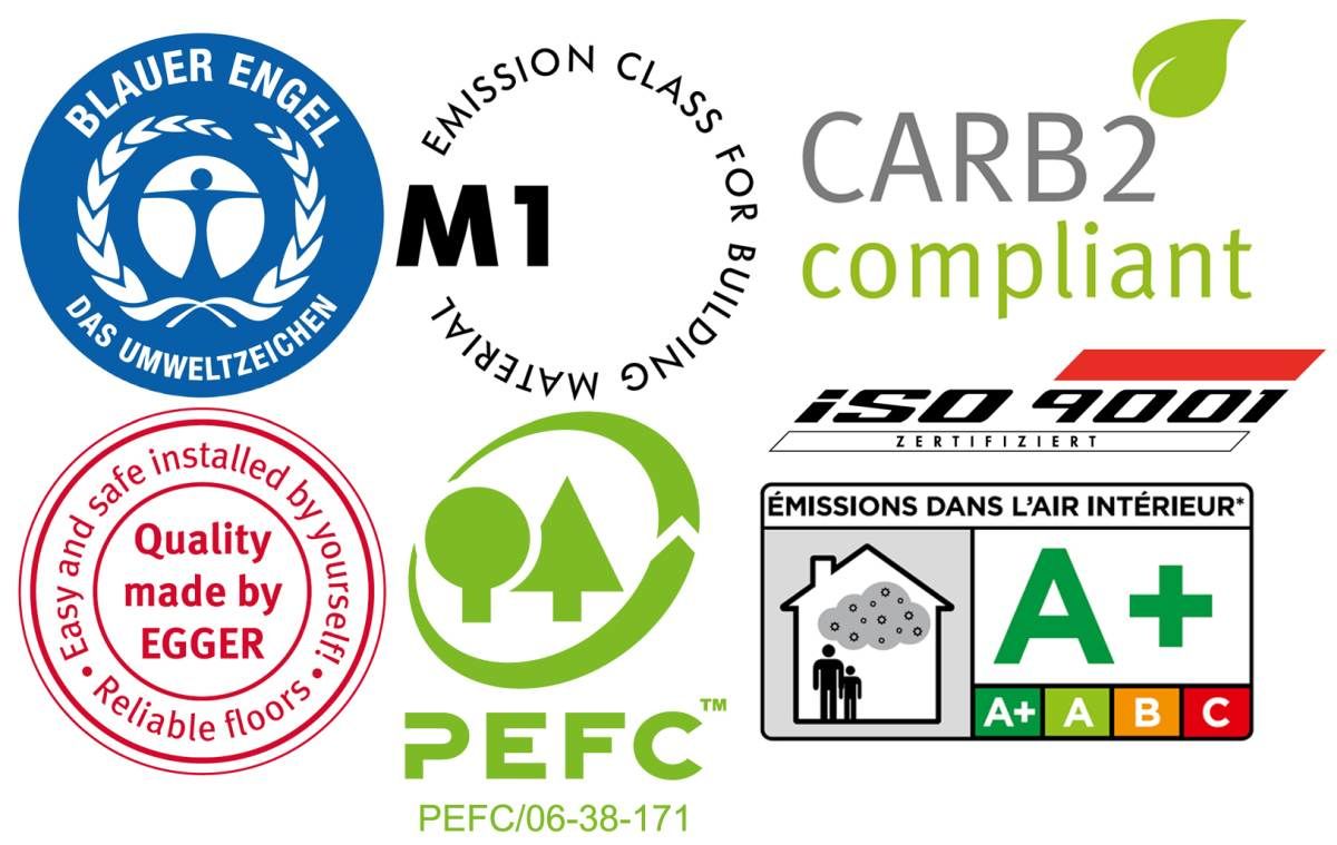 Skaben Laminat Herringbone Eiche Hell Chevron französisches Fischgrät Zertifikate