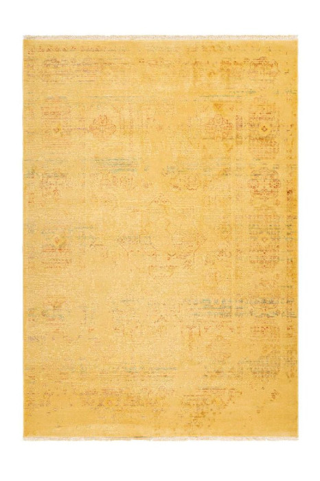 Tapis à poils plats vintage ORIENT JAUNE Used Look Epaisseur 8 mm main product photo