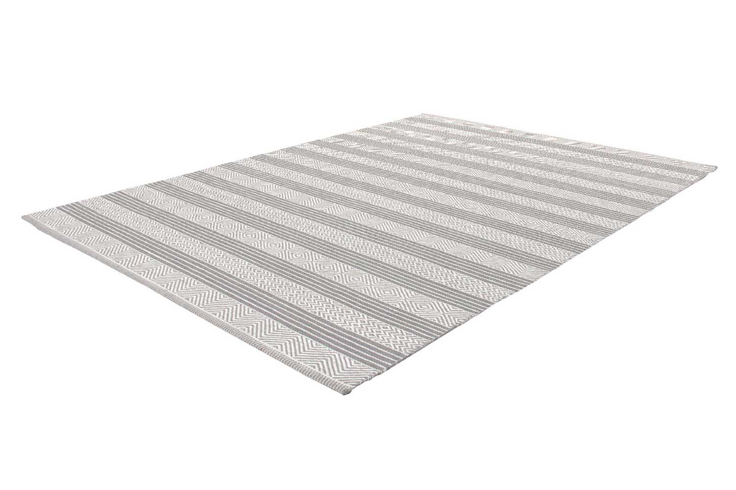 Wollteppich Handgewebt STREIFEN GRAU Optik klassisch Höhe 11 mm - Allergiker geeignet F2