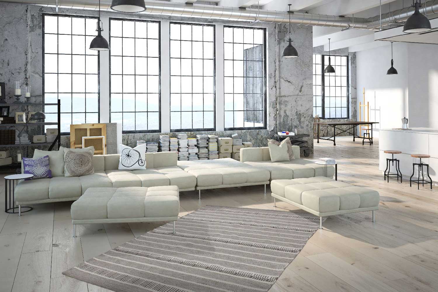 Wollteppich Handgewebt STREIFEN MIX NATUR Optik klassisch Höhe 11 mm - Allergiker geeignet R