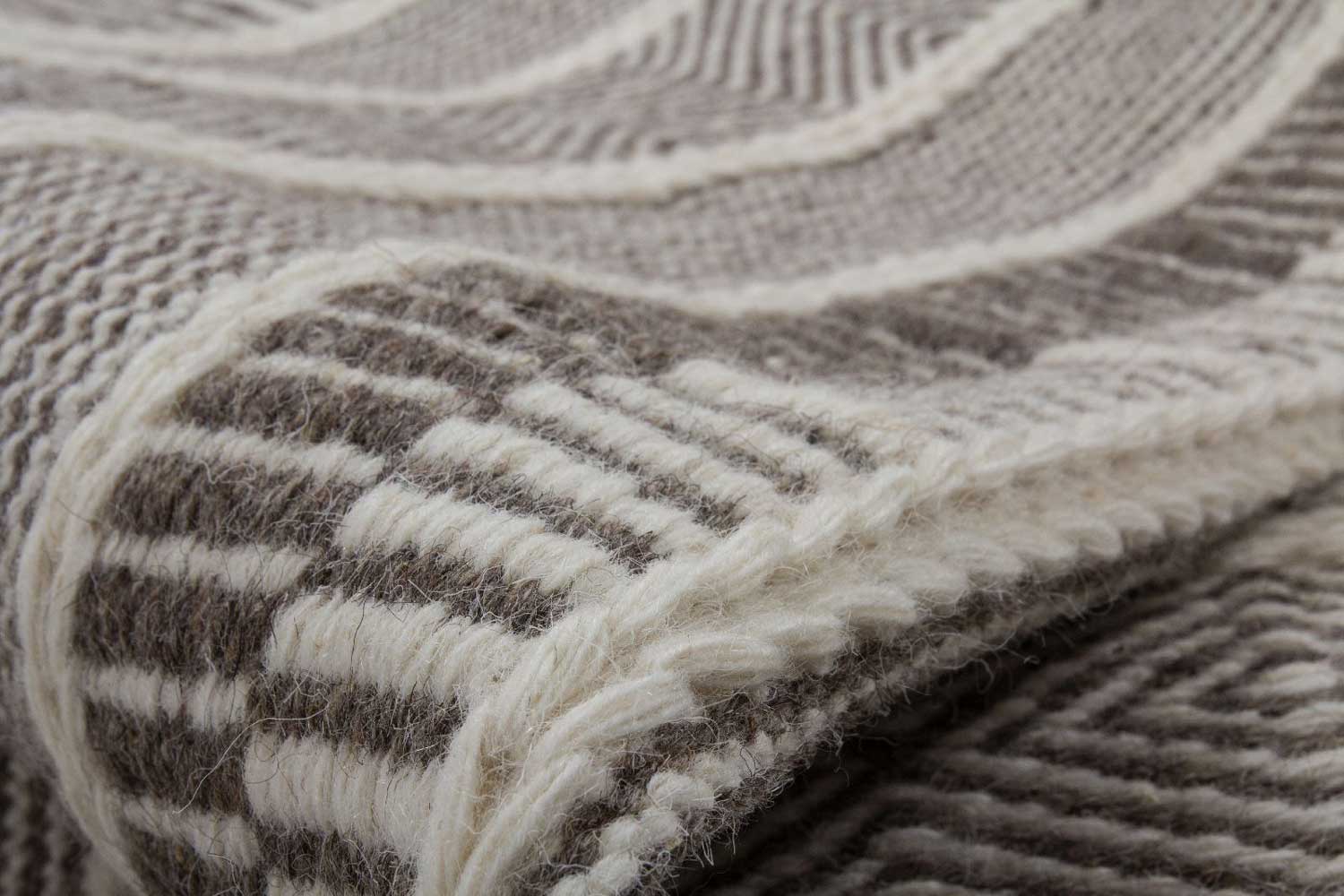 Wollteppich Handgewebt STREIFEN MIX NATUR Optik klassisch Höhe 11 mm - Allergiker geeignet R2