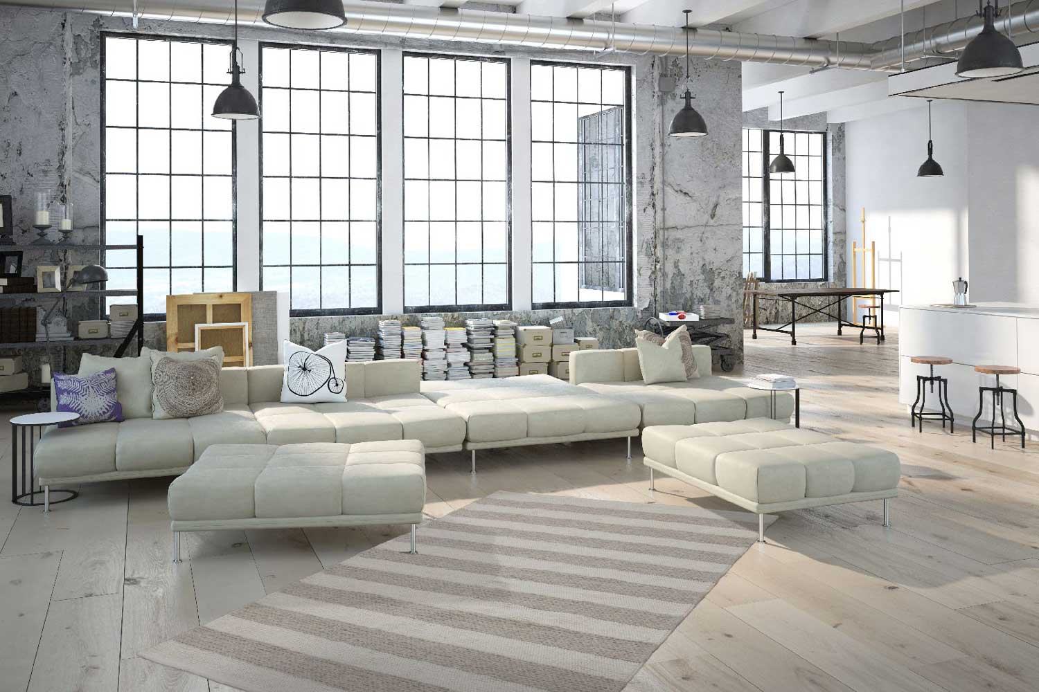 Wollteppich Handgewebt STREIFEN NATUR Optik klassisch Höhe 11 mm - Allergiker geeignet R