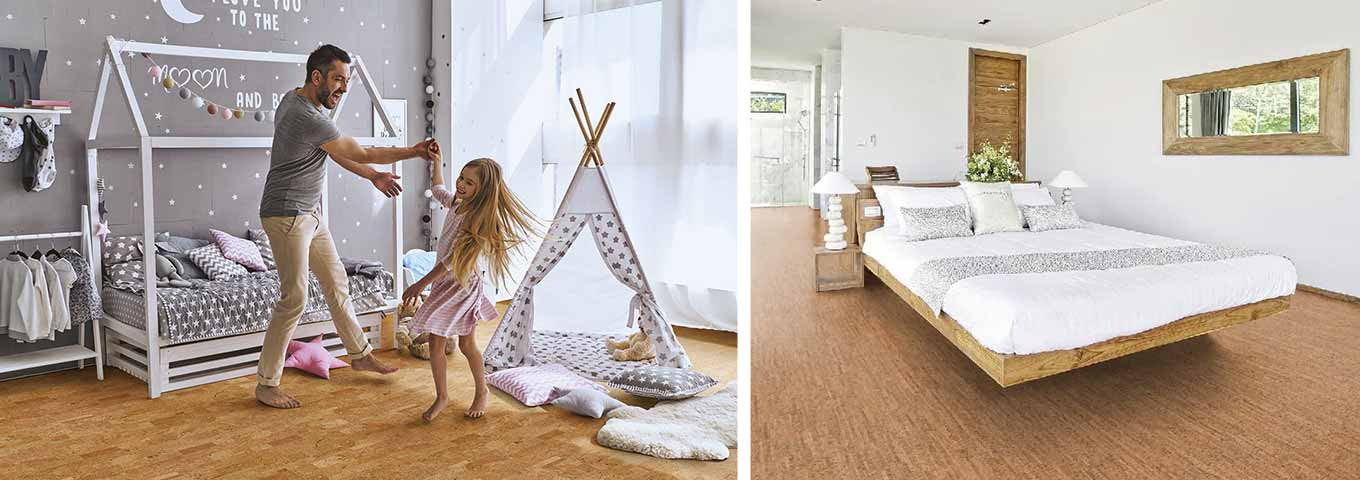  Sol en liège de Wicanders dans la chambre d'enfant et la chambre à coucher 