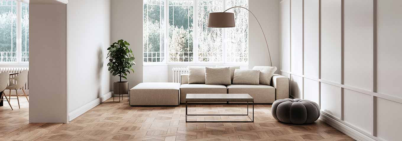 Laminatboden modern warm im Wohnzimmer