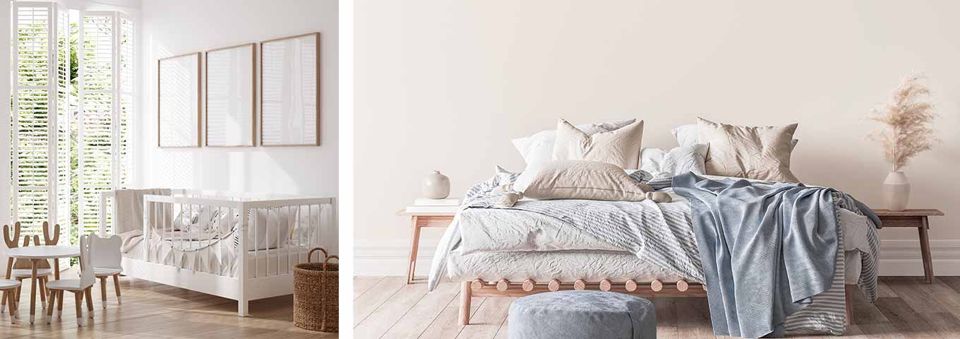 Parquet certifié Ange Bleu dans la chambre à coucher et la chambre d'enfant