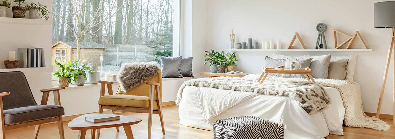 Parquet en érable à chevrons dans la chambre