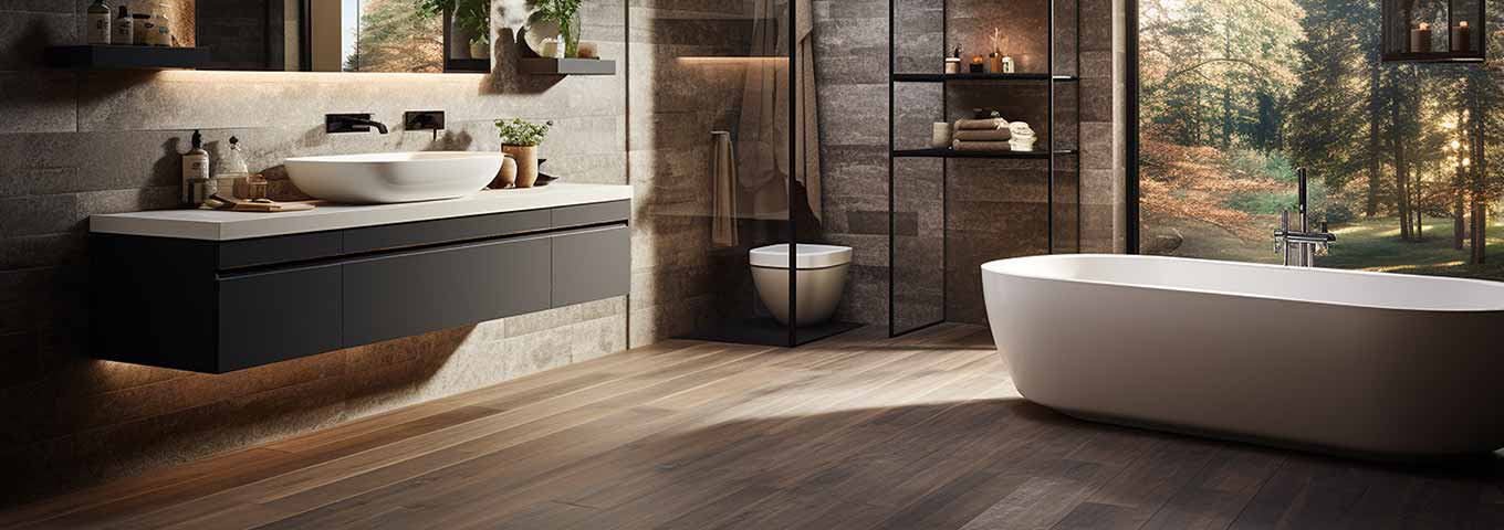 Kings Canyon Parquet Sol en bois véritable WaterProtect dans la salle de bain robuste 