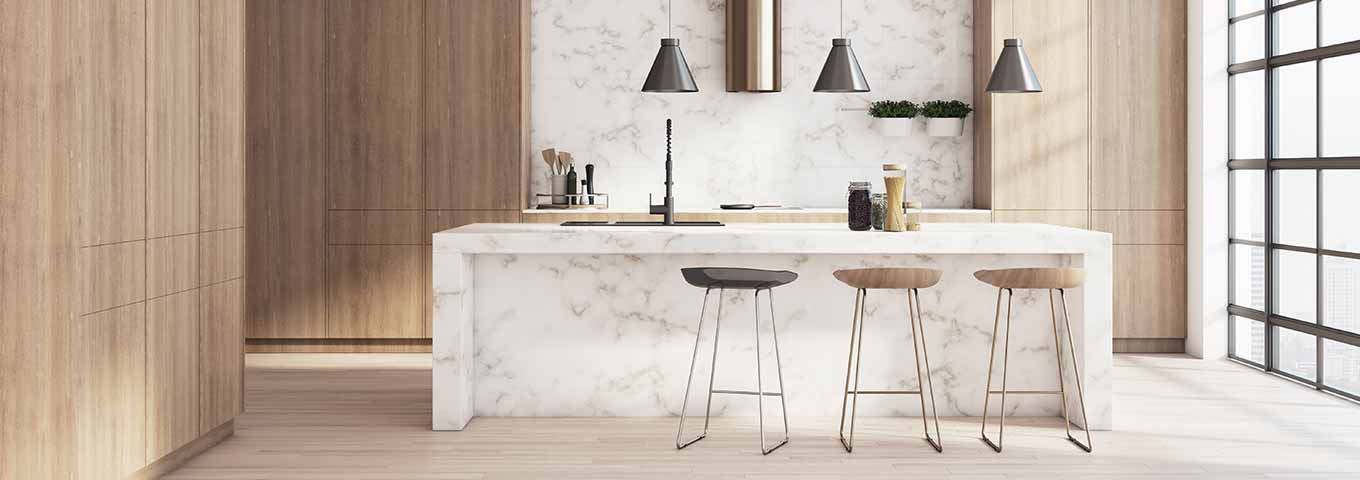 Parquet aspect sable 3 frises dans la cuisine