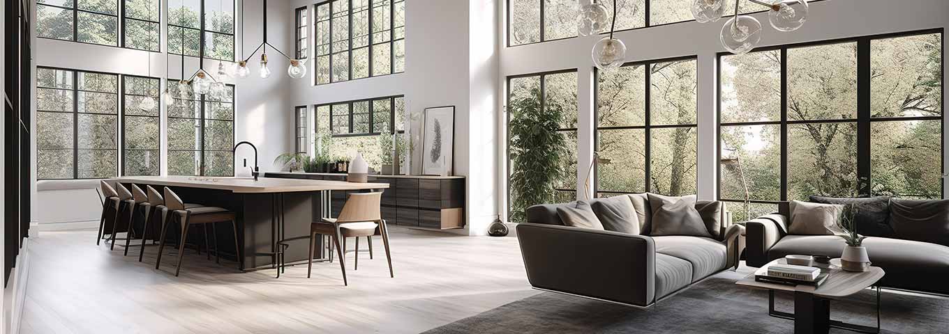 Parquet en planches XL clair dans le salon