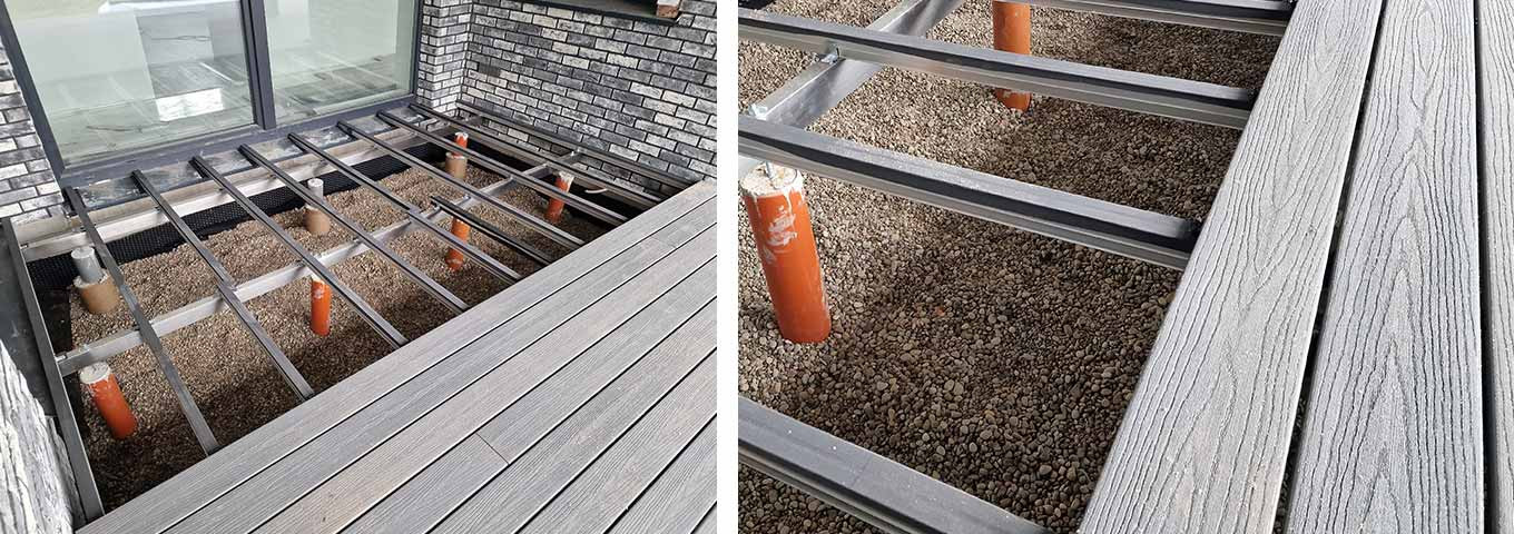 Sous-construction pour planches de terrasse en aluminium